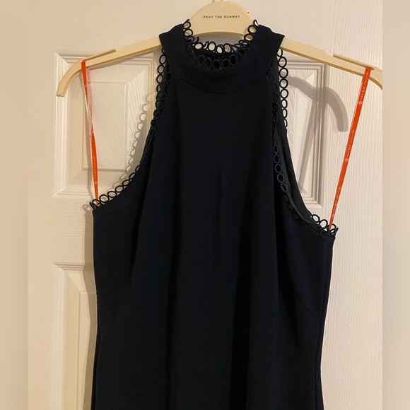 ML MONIQUE LHUILLIER Navy Love No One Halter-Neck High-Low Gown 6 - Picture 8 of 14